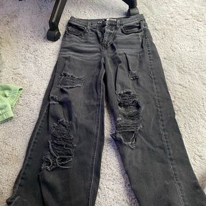 Black ripped jeans wide legged and high rise